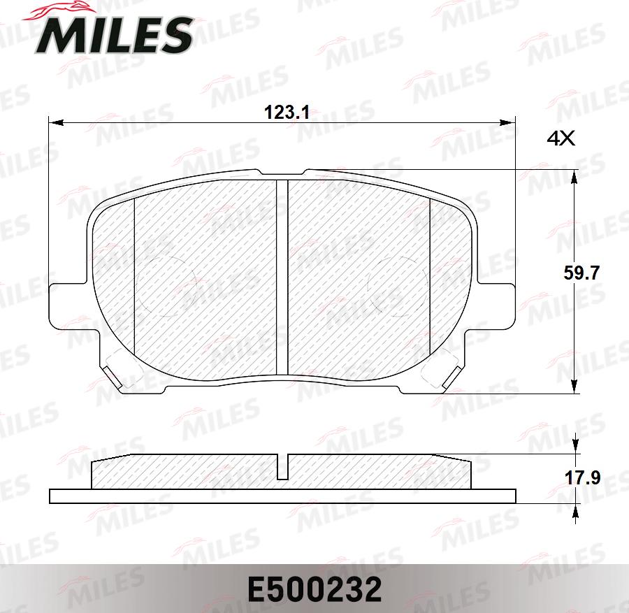 Miles E500232 - Тормозные колодки, дисковые, комплект autospares.lv