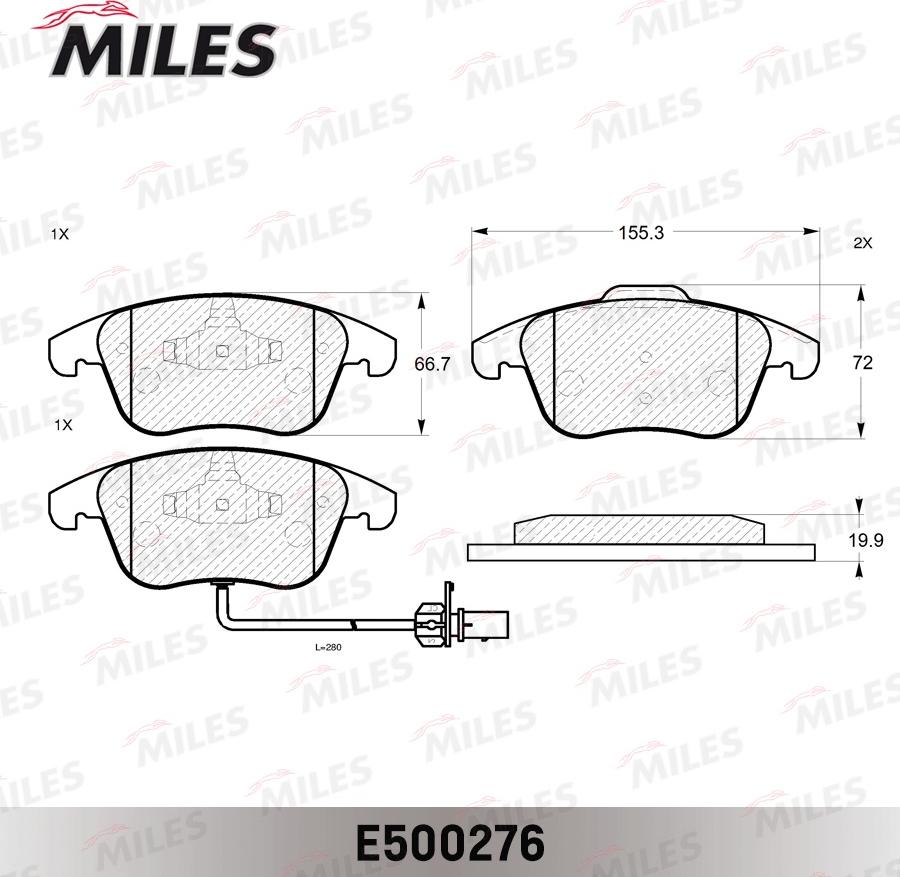 Miles E500276 - Тормозные колодки, дисковые, комплект autospares.lv