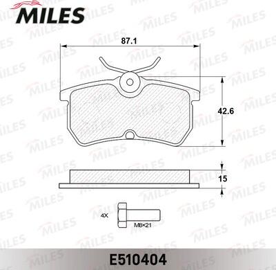 Miles E510404 - Тормозные колодки, дисковые, комплект autospares.lv