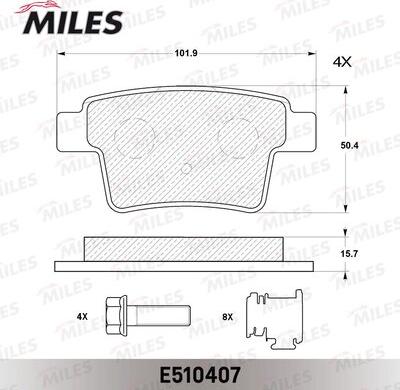 Miles E510407 - Тормозные колодки, дисковые, комплект autospares.lv