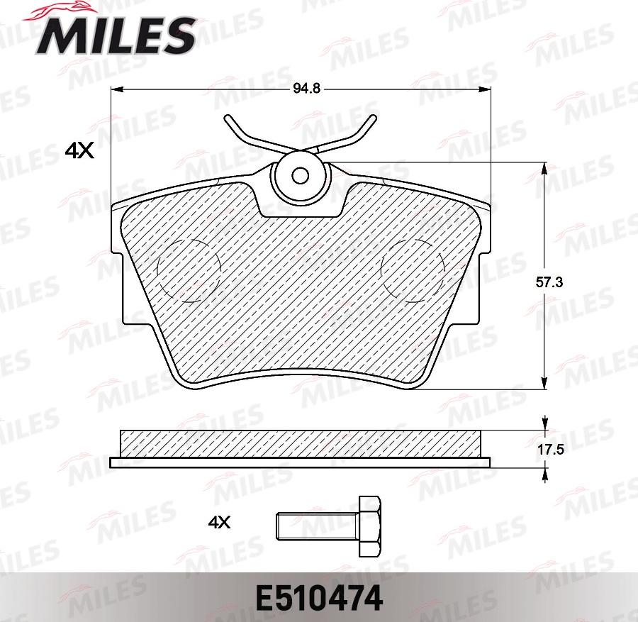 Miles E510474 - Тормозные колодки, дисковые, комплект autospares.lv