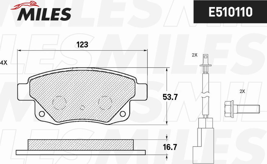 Miles E510110 - Тормозные колодки, дисковые, комплект autospares.lv