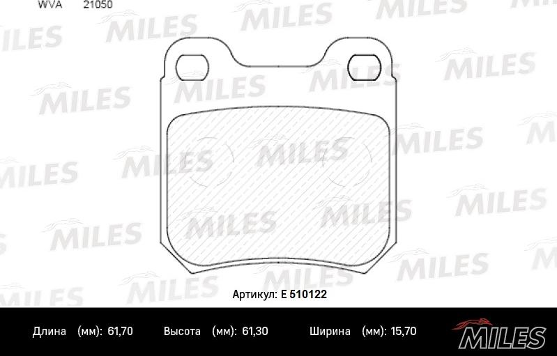 Miles E510122 - Тормозные колодки, дисковые, комплект autospares.lv