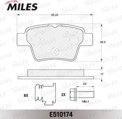 Miles E510174 - Тормозные колодки, дисковые, комплект autospares.lv