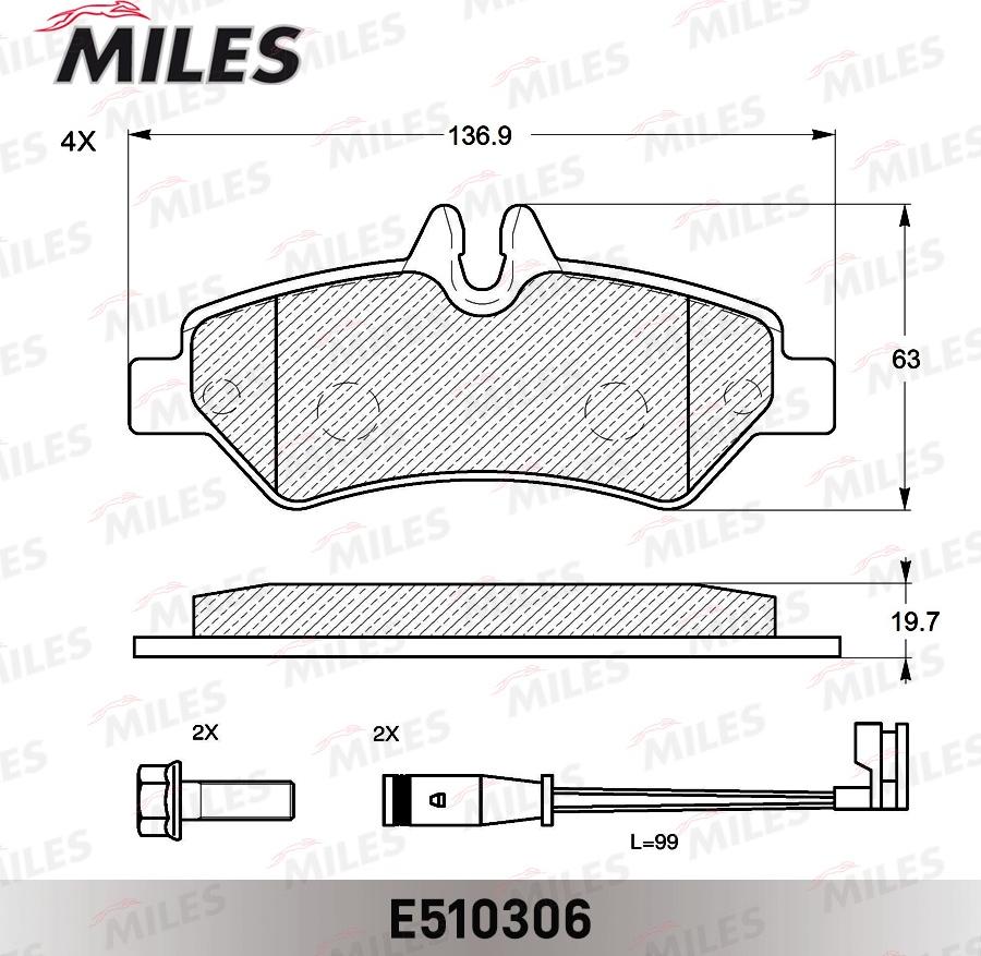 Miles E510306 - Тормозные колодки, дисковые, комплект autospares.lv