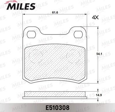 Miles E510308 - Тормозные колодки, дисковые, комплект autospares.lv