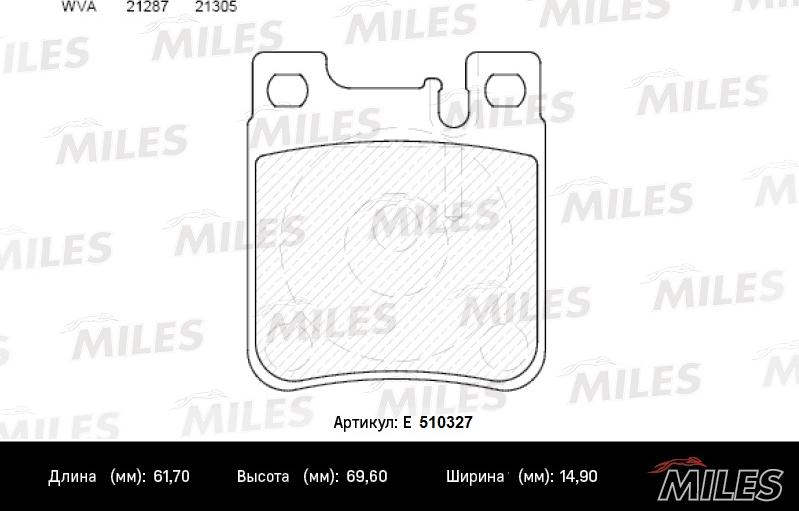 Miles E510327 - Тормозные колодки, дисковые, комплект autospares.lv