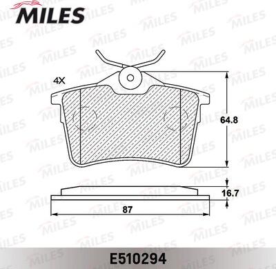 Miles E510294 - Тормозные колодки, дисковые, комплект autospares.lv