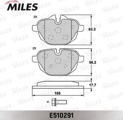 Miles E510291 - Тормозные колодки, дисковые, комплект autospares.lv