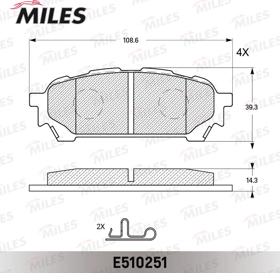 Miles E510251 - Тормозные колодки, дисковые, комплект autospares.lv