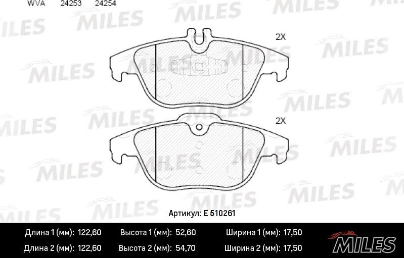 Miles E510261 - Тормозные колодки, дисковые, комплект autospares.lv