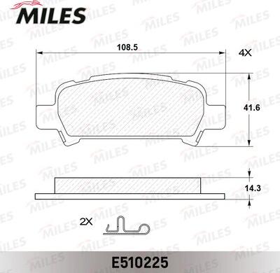 Miles E510225 - Тормозные колодки, дисковые, комплект autospares.lv