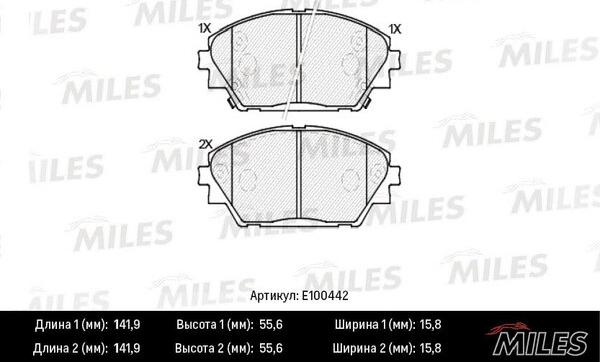 Miles E100442 - Тормозные колодки, дисковые, комплект autospares.lv