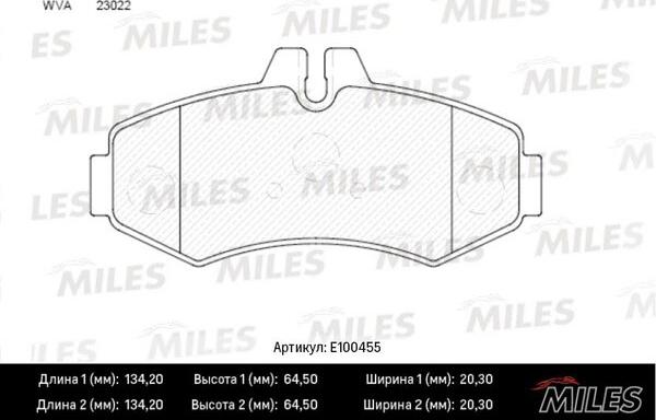 Miles E100455 - Тормозные колодки, дисковые, комплект autospares.lv