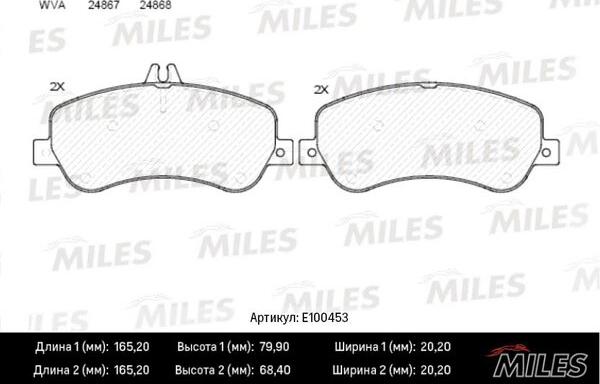 Miles E100453 - Тормозные колодки, дисковые, комплект autospares.lv