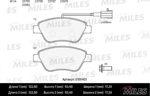 Miles E100401 - Тормозные колодки, дисковые, комплект autospares.lv