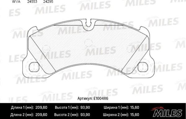 Miles E100486 - Тормозные колодки, дисковые, комплект autospares.lv