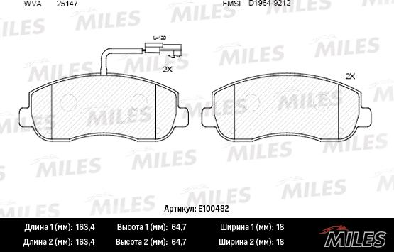 Miles E100482 - Тормозные колодки, дисковые, комплект autospares.lv