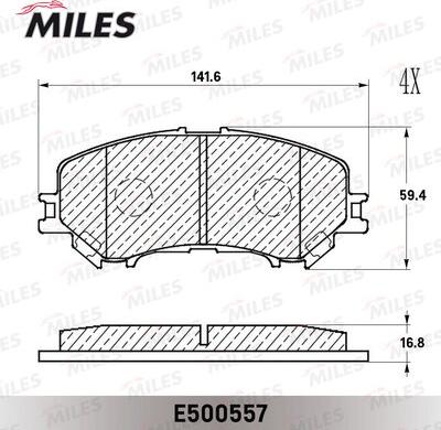 Miles E500557 - Тормозные колодки, дисковые, комплект autospares.lv