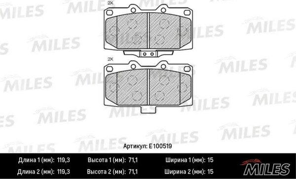 Miles E100519 - Тормозные колодки, дисковые, комплект autospares.lv