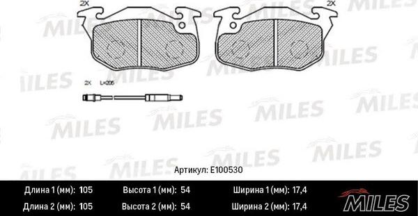 Miles E100530 - Тормозные колодки, дисковые, комплект autospares.lv
