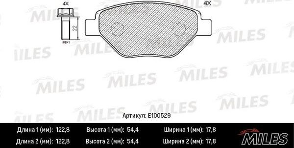 Miles E100529 - Тормозные колодки, дисковые, комплект autospares.lv