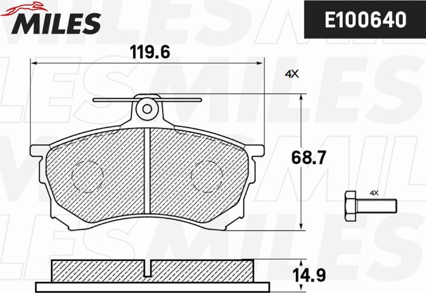 Miles E100640 - Тормозные колодки, дисковые, комплект autospares.lv