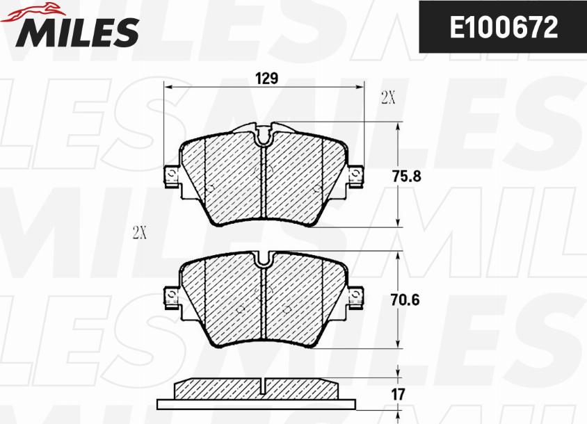 Miles E100672 - Тормозные колодки, дисковые, комплект autospares.lv