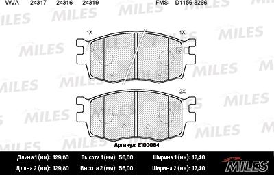 Miles E100064 - Тормозные колодки, дисковые, комплект autospares.lv