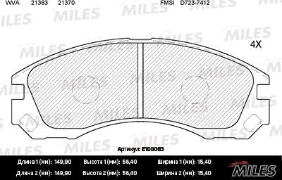Miles E100063 - Тормозные колодки, дисковые, комплект autospares.lv