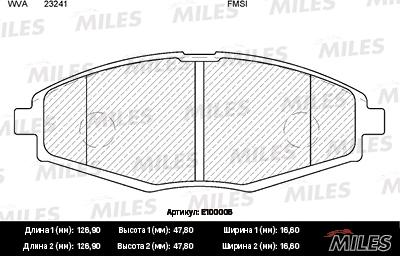 Miles E100006 - Тормозные колодки, дисковые, комплект autospares.lv