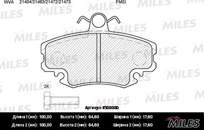 Miles E100000 - Тормозные колодки, дисковые, комплект autospares.lv