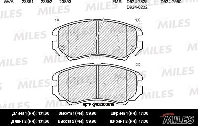 Miles E100019 - Тормозные колодки, дисковые, комплект autospares.lv