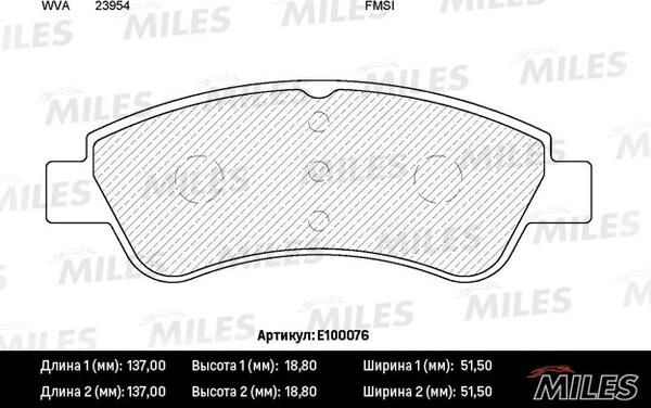 Miles E100076 - Тормозные колодки, дисковые, комплект autospares.lv