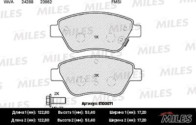 Miles E100071 - Тормозные колодки, дисковые, комплект autospares.lv