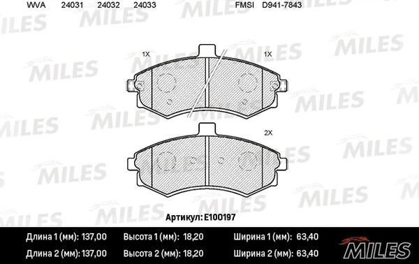 Miles E100197 - Тормозные колодки, дисковые, комплект autospares.lv