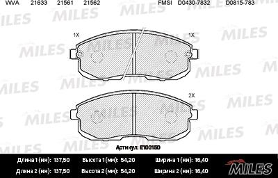 Miles E100150 - Тормозные колодки, дисковые, комплект autospares.lv