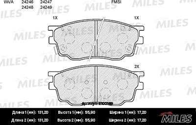 Miles E100189 - Тормозные колодки, дисковые, комплект autospares.lv