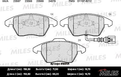 Miles E100131 - Тормозные колодки, дисковые, комплект autospares.lv