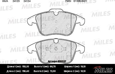 Miles E100137 - Тормозные колодки, дисковые, комплект autospares.lv