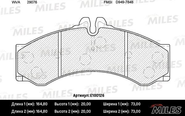 Miles E100126 - Тормозные колодки, дисковые, комплект autospares.lv