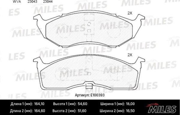 Miles E100393 - Тормозные колодки, дисковые, комплект autospares.lv