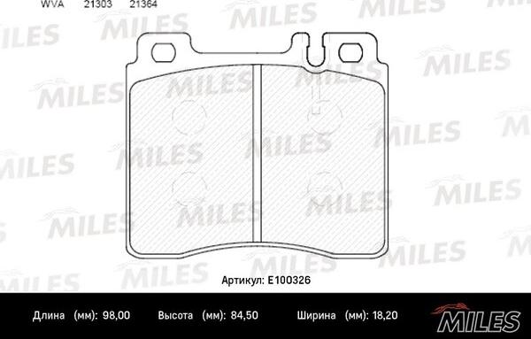 Miles E100326 - Тормозные колодки, дисковые, комплект autospares.lv