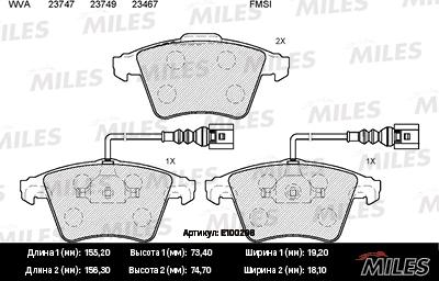 Miles E100298 - Тормозные колодки, дисковые, комплект autospares.lv