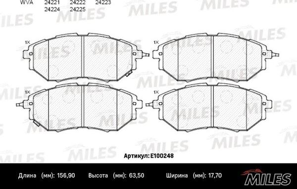 Miles E100248 - Тормозные колодки, дисковые, комплект autospares.lv