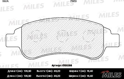 Miles E100265 - Тормозные колодки, дисковые, комплект autospares.lv