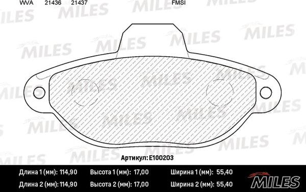 Miles E100203 - Тормозные колодки, дисковые, комплект autospares.lv