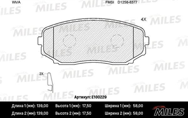 Miles E100229 - Тормозные колодки, дисковые, комплект autospares.lv