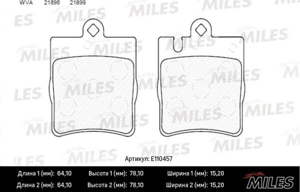 Miles E110457 - Тормозные колодки, дисковые, комплект autospares.lv