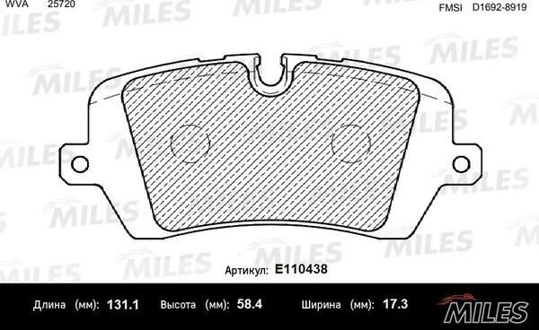 Miles E110438 - Тормозные колодки, дисковые, комплект autospares.lv